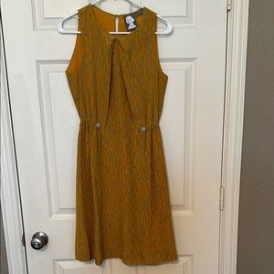 Anthropologie Silk Mustard Print Dress